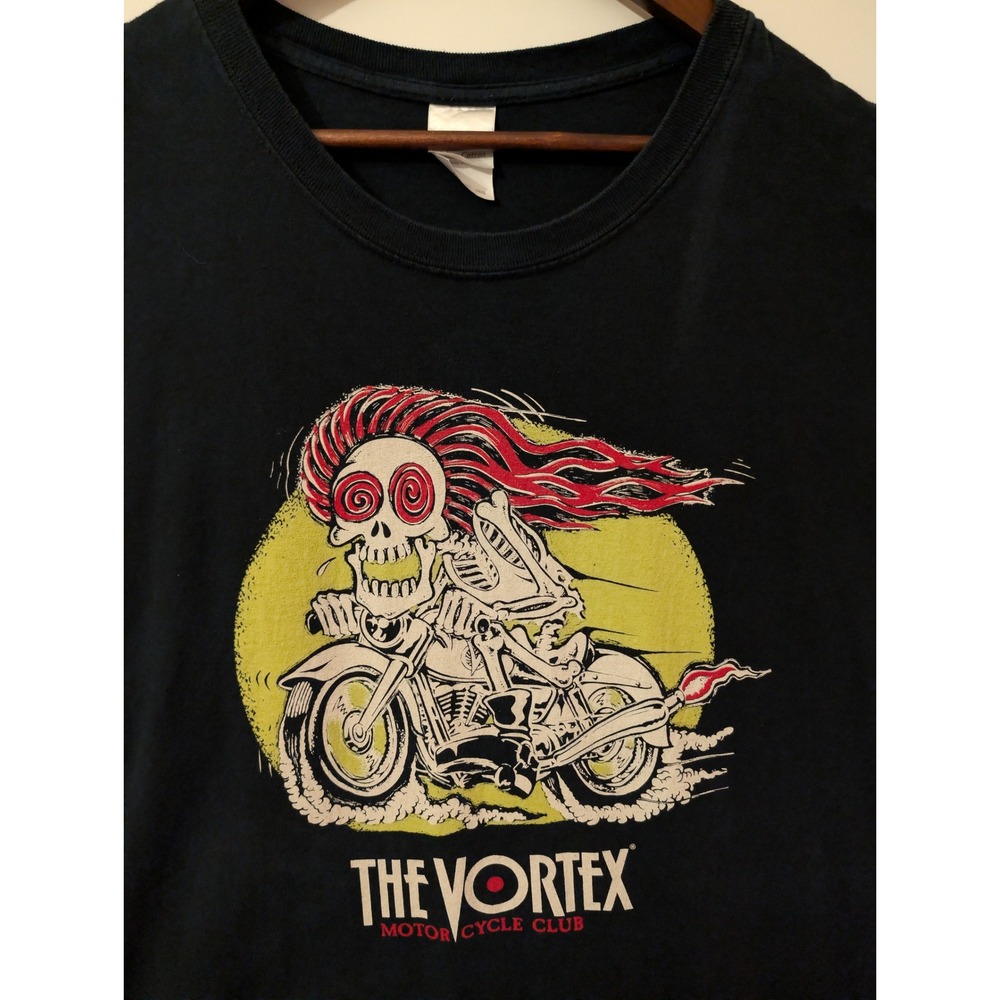 Gildan The Vortex Bar Grill T-Shirt Mens 3XL Black Excellent Biker Atlanta Tee